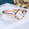 LisaJewelryUS Unique Princess Cut Lab Grown Diamond Cluster Rose Gold Engagement Ring 1