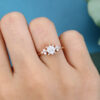 LisaJewelryUS Unique Princess Cut Lab Grown Diamond Cluster Rose Gold Engagement Ring 4