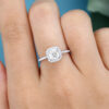 LisaJewelryUS White Gold Cushion Cut Lab Grown Diamond Halo Engagement Ring 3