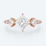 Unique Princess Cut Lab Grown Diamond Rose Gold Engagement Ring