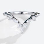 White Gold Stackable Rings Marquise Cut Moissanite Engagement Ring