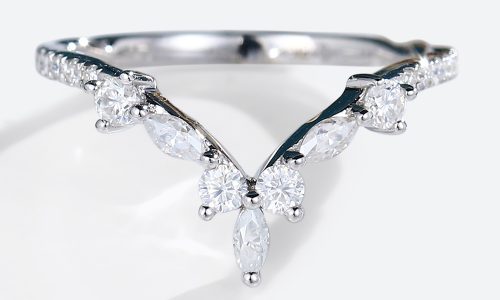 White Gold Stackable Rings Marquise Cut Moissanite Engagement Ring