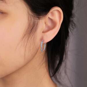 Baguette & Round Cut Birthstone Earring Vintage Glamour Circle Huggie Earrings