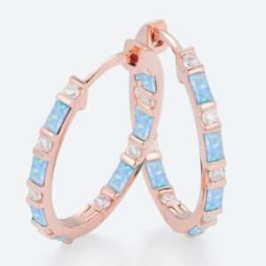 Baguette & Round Cut Birthstone Earring Vintage Glamour Circle Huggie Earrings