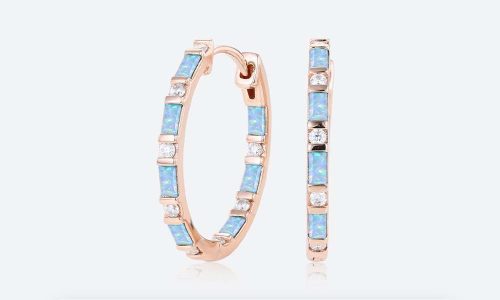 Baguette & Round Cut Birthstone Earring Vintage Glamour Circle Huggie Earrings