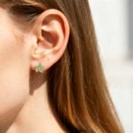 Marquise Cut Birthstone Floral Earring Stud Earrings with Petal Design
