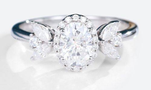 Oval Cut Lab Diamond 14K White Gold Halo Bridal Anniversary Promise Ring (1)