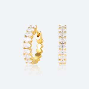 Oval Cut Lab Diamond Chic Design Hoop Earrings Dainty Thick Fashion Huggies Earrings