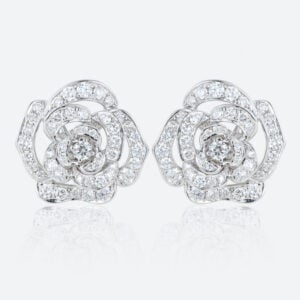 1ct Round Lab Diamond Stud Earrings Blooming Camellia Earrings