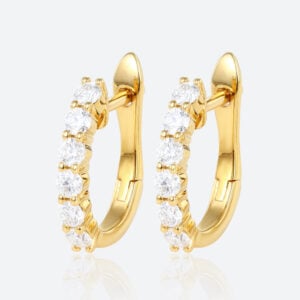 Round Cut Lab Diamond Minimalist Hoop Earrings Classic Chic Huggies Earrings