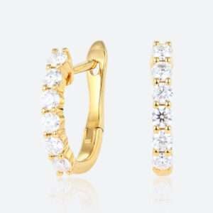 Round Cut Lab Diamond Minimalist Hoop Earrings Classic Chic Huggies Earrings