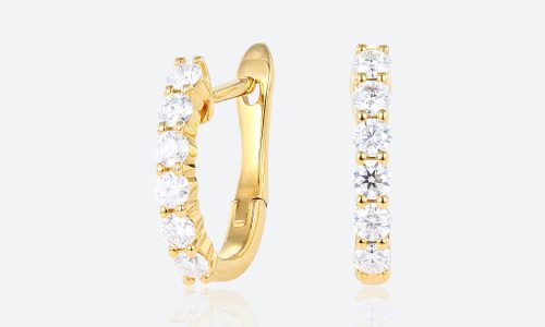 Round Cut Lab Diamond Minimalist Hoop Earrings Classic Chic Huggies Earrings Round Cut Lab Diamond Minimalist Hoop Earrings Classic Chic Huggies Earrings