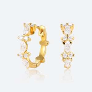 Round & Marquise Cut Lab Diamond Chic Hoop Earrings Modern Glamour Earrings