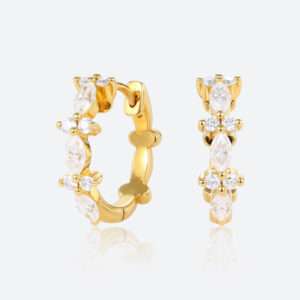 Round & Marquise Cut Lab Diamond Chic Hoop Earrings Modern Glamour Earrings