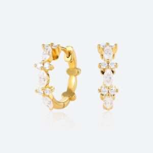 Round & Marquise Cut Lab Diamond Chic Hoop Earrings Modern Glamour Earrings