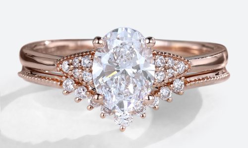 Vintage 1.5 Carat Oval Cut Lab Diamond Ring Set In 14K Rose Gold (1)
