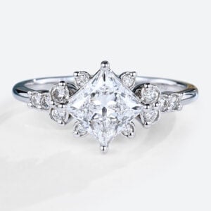Princess Cut Ring 1.5ct Cluster 4-Prong Lab Diamond Promise Ring in White Gold