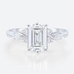 1.5 Ct Lab Grown Diamond Ring Emerald Cuts White Gold Engagement Rings