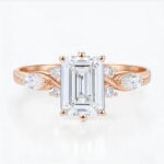 1.5 Ct Lab Grown Diamond Ring Emerald Cuts Rose Gold Engagement Rings