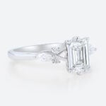 1.5 Ct Lab Grown Diamond Ring Emerald Cuts White Gold Engagement Rings