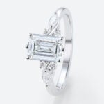 1.5 Ct Lab Grown Diamond Ring Emerald Cuts White Gold Engagement Rings