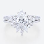 White Gold 1.5 Carat Pear Shaped Lab Diamond Engagement Ring Set