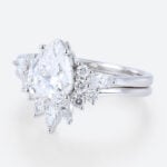 White Gold 1.5 Carat Pear Shaped Lab Diamond Engagement Ring Set