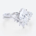 White Gold 1.5 Carat Pear Shaped Lab Diamond Engagement Ring Set