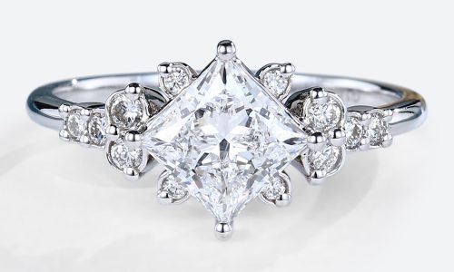 1.5ct Princess Cut Lab Diamond Engagement Ring Cluster Promise Ring (1)