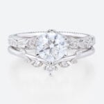 1 Carat Diamond Ring Lab Grown White Gold Solitaire Engagement Ring Set