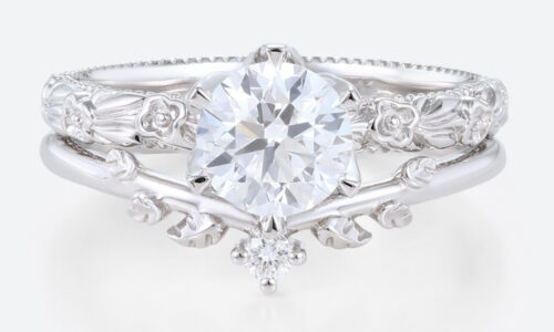 1 Carat Diamond Ring Lab Grown White Gold Solitaire Engagement Ring Set