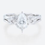 White Gold 1ct Pear Shaped Lab Grown Diamond Engagement Ring Set