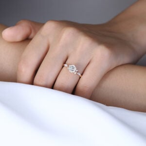 Hexagon Cut Lab Grown Diamond Vintage 6-Prong Engagement Ring