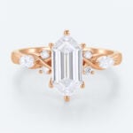 Elongated Hexagon Cut Lab Grown Diamond Rose Gold Engagement Ring