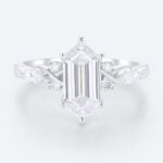 Elongated Hexagon Cut Lab Grown Diamond White Gold Engagement Ring