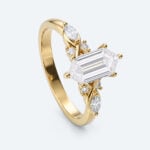 Long Hexagon Cut Lab Grown Diamond Vintage 6-Prong Engagement Ring in Rose Gold (4)
