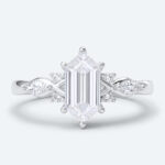 Long Hexagon Cut Lab Grown Diamond Vintage 6-Prong Engagement Ring in Rose Gold (6)