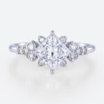 Princess Cut Ring 1.5ct Cluster 4-Prong Lab Diamond Promise Ring in White Gold