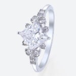 Princess Cut Ring 1.5ct Cluster 4-Prong Lab Diamond Promise Ring in White Gold