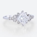Princess Cut Lab Grown Diamond Cluster 4-Prong Engagement Promise Ring (6)