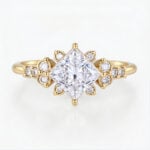 Princess Cut Ring 1.5ct Cluster 4-Prong Lab Diamond Promise Ring in Yellow Gold