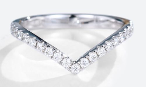 Moissanite Stacking Rings Curved Ring Band Wedding Ring White Gold