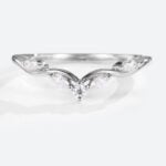 White Gold Round Cut Moissanite Rings Curved Wedding Band
