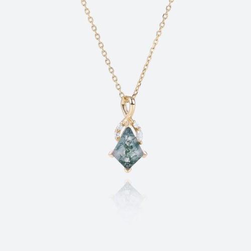 Gold Necklaces Pendants Moss Agate Necklace Yellow Gold​