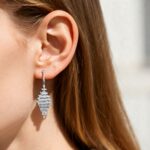 Lab Diamond Drop Earrings Spiral Dangle Drop Earrings Unique Helix Earrings