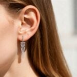 Lab Diamond Drop White Gold Earrings Leaf Statement Drop Earrings