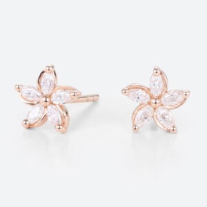 Marquise Cut Lab Diamond Floral Earrings Chic Blossom Stud Earrings