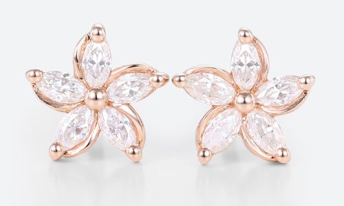 Marquise Cut Lab Diamond Floral Earrings Chic Blossom Stud Earrings
