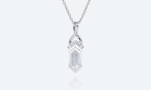 Rose Gold Elongated Hexagon Cut Lab Diamond Fishtail Charm Necklace (1)