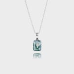 Rose Gold Emerald Cut Moss Agate Pendant Simple Solitaire Necklace (5)